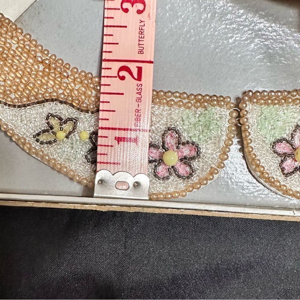 1950s Beaded Faux Pearl Floral Peter Pan Collar Dickey Cottagecore Japan - Picture 11 of 11